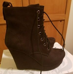 Black Wedge Booties Size 8, NWB